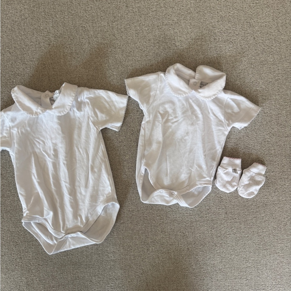 Kissy Kissy White Bodysuit Set with Collar